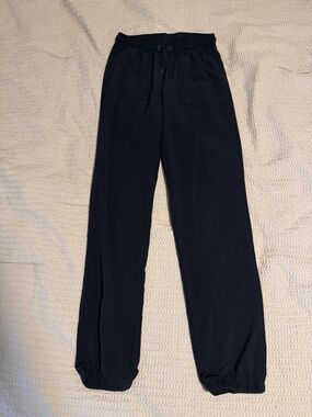 Girls Casual Elastic Hem Pants - Black